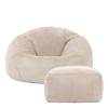 Klassischer Sitzsack + Hocker, Cord Beige