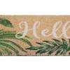 Paillasson coco « Hello » & motif floral Marron - Vert - Blanc - Fibres naturelles - Matière plastique - 60 x 2 x 40 cm