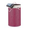 1x Panier à linge bambou rond Mauve - Blanc