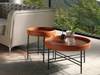 Couchtisch aus cognacfarbenem Rindsleder Schwarz - Braun - Metall - 62 x 35 x 62 cm