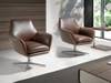 Fauteuil pivotant en cuir et acier poli Marron - Cuir véritable - Textile - 82 x 85 x 74 cm
