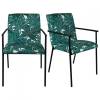 2 chaises tissu motif feuilles Vert