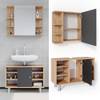 Salle de bains Fynn goldcraft (2 élém.) Gris - En partie en bois massif - 80 x 64 x 32 cm