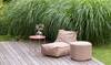 Outdoor Pouf Hocker Sitzhocker Ø 60cm Beige