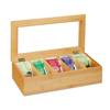 Boîte à thé bambou 5 compartiments Marron - Bambou - Matière plastique - 37 x 9 x 20 cm