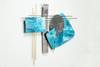 Sculpture murale métal Land and Sea Bleu - Argenté - Métal - 80 x 60 x 3 cm