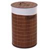 Wäschekorb HWC-C21 Braun - Weiß - Bambus - 35 x 59 x 35 cm