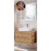 Badmöbel Waschplatz Set Wotaneiche Nb. Braun - Holzwerkstoff - 80 x 200 x 46 cm
