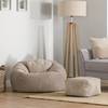 Klassischer Sitzsack + Hocker, Cord Beige