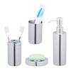 Accessoires salle de bain lot de 4 Argenté - Métal - Matière plastique - 6 x 22 x 6 cm
