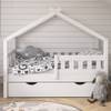 Lit gigogne cabane Design 140x70cm blanc Blanc - En partie en bois massif - 77 x 127 x 147 cm
