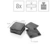 8-tlg. Untersetzer Set Grau - Stein - 15 x 17 x 17 cm