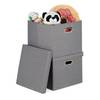 Lot de 2 boîtes de rangement carrées Gris - Métal - Papier - Textile - 43 x 34 x 43 cm