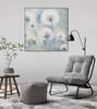 Tableau peint Entre terre temps Bleu - Bois massif - Textile - 80 x 80 x 4 cm