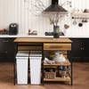 Kücheninsel FSB71-PF Schwarz - Braun - Holzwerkstoff - Metall - 120 x 90 x 45 cm
