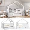 Lit gigogne cabane Design 140x70cm blanc Blanc - En partie en bois massif - 77 x 127 x 147 cm