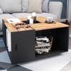 Table basse Anton anthracite/goldkraft Marron - En partie en bois massif - 80 x 43 x 80 cm