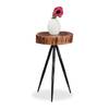 Design Beistelltisch Holzscheibe Schwarz - Braun - Holzwerkstoff - Metall - 30 x 50 x 25 cm