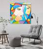 Tableau peint à la main Queen of Mirrors Bois massif - Textile - 87 x 87 x 6 cm