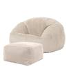 Klassischer Sitzsack + Hocker, Cord Beige