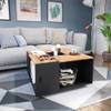 Table basse Anton anthracite/goldkraft Marron - En partie en bois massif - 80 x 43 x 80 cm