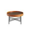 Couchtisch aus cognacfarbenem Rindsleder Schwarz - Braun - Metall - 62 x 35 x 62 cm