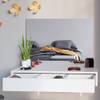 Coiffeuse murale Alessia avec banc Blanc - En partie en bois massif - 90 x 14 x 42 cm
