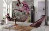 papier peint panoramique Pinky rose et gris