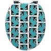 Premuim Abattant WC - Tigre bleu Noir - Turquoise - Blanc - Bois manufacturé - 38 x 5 x 44 cm