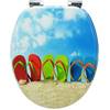 Premuim Abattant WC - Flip Flop Bleu - Vert - Beige - Blanc - Bois manufacturé - 38 x 5 x 44 cm