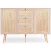 Sideboard NaturⅢ Beige - Holzwerkstoff - Rattan - Massivholz - 40 x 82 x 120 cm