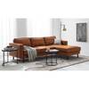 Ecksofa FORT DODGE Antiklederlook - Microfaser Yaka: Cognac - Longchair davorstehend rechts - Ohne Schlaffunktion