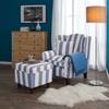 Sessel Colmar Webstoff Blau gestreift - Blau - Mit Hocker