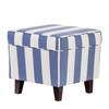 Sessel Colmar Webstoff Blau gestreift - Blau - Mit Hocker