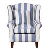 Sessel Colmar Webstoff Blau gestreift - Blau - Mit Hocker