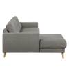 Hoekbank SOLA met chaise longue Geweven stof Luba: Grijs - Longchair vooraanzicht links - Met slaapfunctie