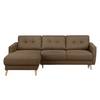 Ecksofa SOLA mit Longchair Webstoff Luba: Hellbraun - Longchair davorstehend links - Mit Schlaffunktion