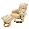 Fauteuil relax et repose-pieds Grunewald Cuir véritable / Imitation cuir - Crème - Marron clair