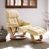 Fauteuil relax et repose-pieds Grunewald Cuir véritable / Imitation cuir - Crème - Marron clair