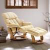 Fauteuil relax et repose-pieds Grunewald Cuir véritable / Imitation cuir - Crème - Marron clair