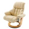 Fauteuil relax et repose-pieds Grunewald Cuir véritable / Imitation cuir - Crème - Marron clair