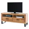 TV-Lowboard Loxton I Eiche teilmassiv / Metall - Eiche / Schwarz