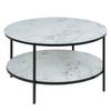 Couchtisch Katori IV Glas / Eisen - Marmor Weiß Dekor / Schwarz