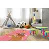 Kinderteppich Joy Animals Kunstfaser - Pink / Braun