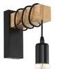 Wandleuchte Townshend Zwart - Metaal - Massief hout - 7 x 22 x 19 cm