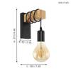 Wandleuchte Townshend Zwart - Metaal - Massief hout - 7 x 22 x 19 cm