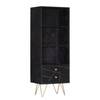 Open kast Towa massief acaciahout/metaal - zwart/goudkleurig
