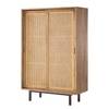 Massives Highboard VINA Mango massiv / Wiener Geflecht - Mango / Beige