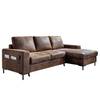 Ecksofa Sagata mit Longchair Microfaser - Vintage Braun - Longchair davorstehend rechts - Mit Schlaffunktion