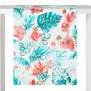 Chemin de table Palmas Coton - Blanc / Lagune / Rouge
